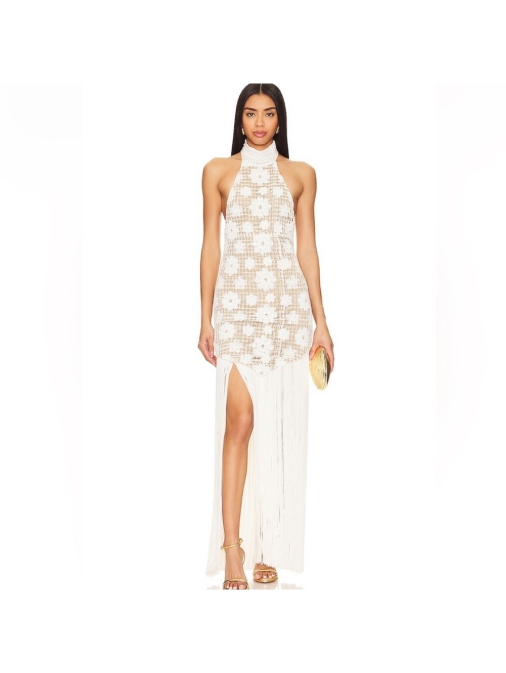 Bronx and Banco Maia Fringe Dress in Cream